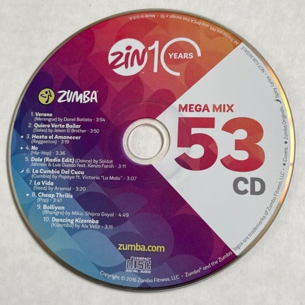 ZIN Zumba Instructor Network‎ CD Fitness Mega Mix Exercise Dance 2016 Volume 53